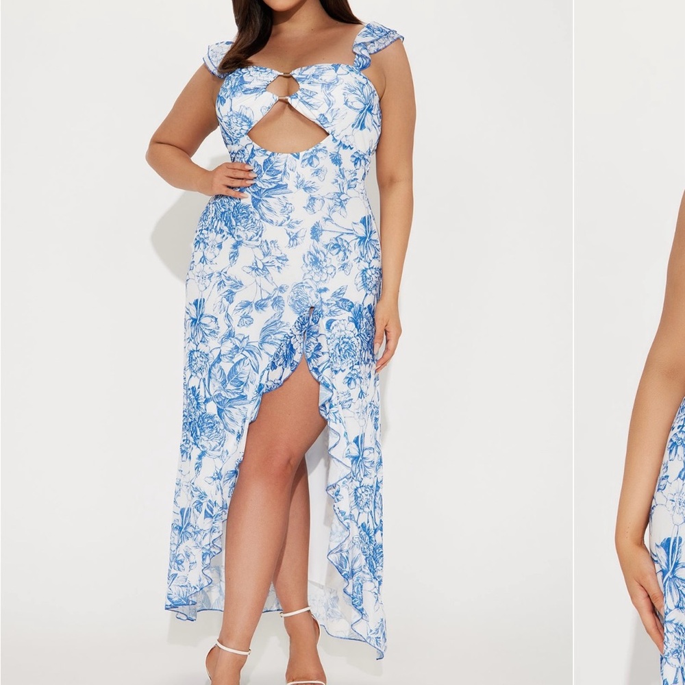 Fashion Nova Floral Blue and White Women's Dress - Picture 4 of 9